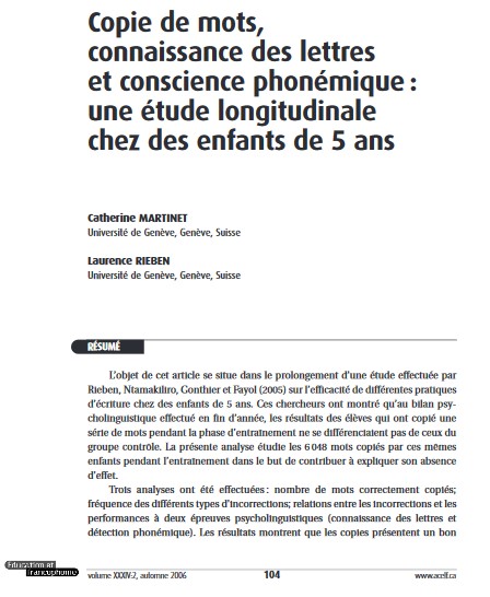 L5 Article Educ et Francophonie Martinet 2006